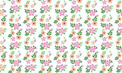 Simple flower for spring, with leaf and floral seamless pattern background.