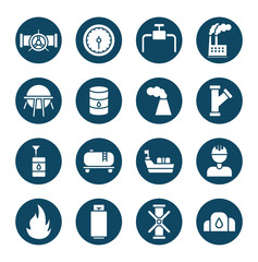 Isolated oil industry block and flat style icon set vector design