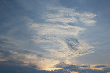 Beautiful sunset sky and clouds with dramatic light, Twilight sky and sun rays, Orange and red sky background with light of the sun-Image