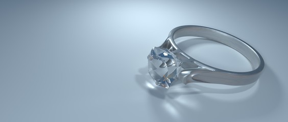 Extremely detailed and realistic high resolution 3d illustration of a diamond ring
