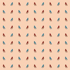 Red And Blue Bird Cute Illustration, Cartoon Funny Character, Pattern Wallpaper