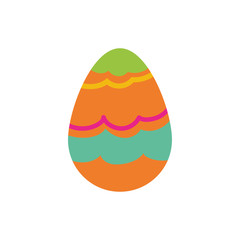 easter egg painted with waves lines flat style