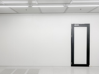 Clean room with exit door at factory,empty room