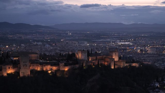 Aerial View of Alhambra at Sunset in 4K
