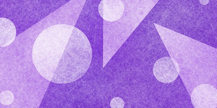 abstract purple and white background with triangles and circle shapes in random pattern and layers with textured material design, artsy geometric background illustration