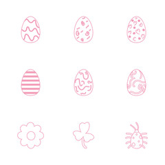 Happy easter line style icon set vector design