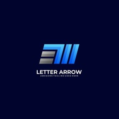 Vector Logo Illustration Letter Arrow Gradient Colorful Style