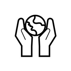 hands with world planet earth line style