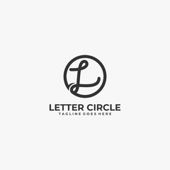 Vector Logo Illustration Abstract Letter L With Circle Silhouette Style