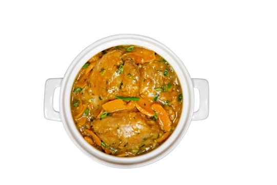 Chicken Stew With Vegetables And Sauce Seen From Above