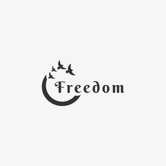 Vector Logo Illustration Freedom Silhouette Style