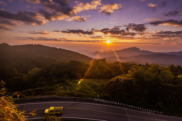 Sunrise in view point of Doi Inthanon National park, at Chiang Mai Province, Northern of Thailand.