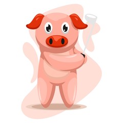 CUTE PIG MASCOT CARTOON VECTOR