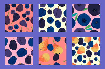 six fruit seamless patterns