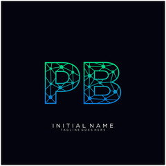 Letter PB abstract line art logo template.