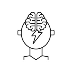 Concept of brainstorming. Outline thin line flat illustration. Isolated on white background. 