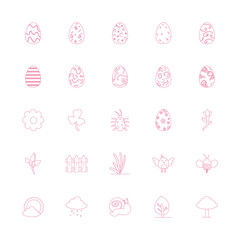 Happy easter line style icon set vector design