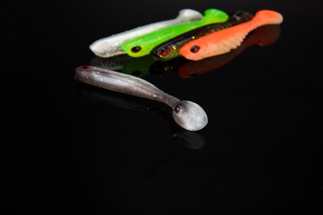 All kinds of bionic baits are practical tools for fishing under the black background