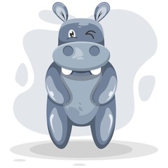 CUTE HIPPO MASCOT CARTOON VECTOR