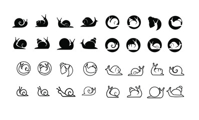 collection of snail silhouette  logo icon designs vector © Alpha Vector