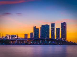 city sunset skyline night landscape miami downtown sky architecture buildings skyscraper florida prints dusk © Alberto GV PHOTOGRAP