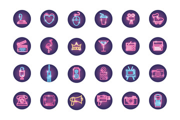 neon style icon set vector design