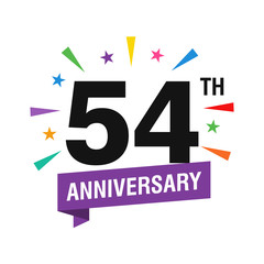 54th Years Anniversary Logo Design Vector