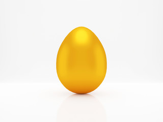 3D rendering golden egg isolated on white background. Concept for business or easter