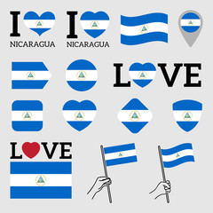 Flag of Nicaragua. Set of vector Flags. 