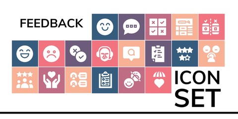 Modern Simple Set of feedback Vector filled Icons
