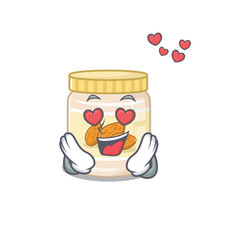 Romantic falling in love almond butter cartoon character concept