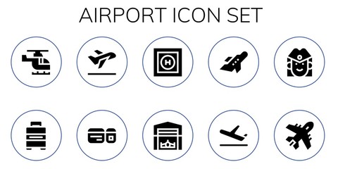 Modern Simple Set of airport Vector filled Icons