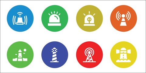 Modern Simple Set of beacon Vector filled Icons