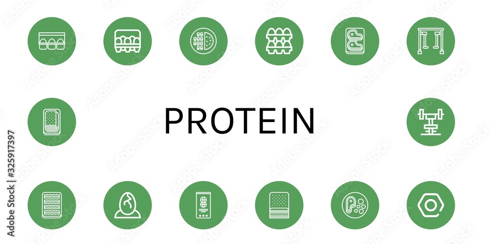 Wall mural protein simple icons set