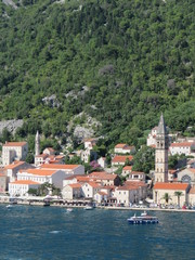 Beautiful ocean and mountain views along the coast of Kotor Bay in Montenegro - 325917524