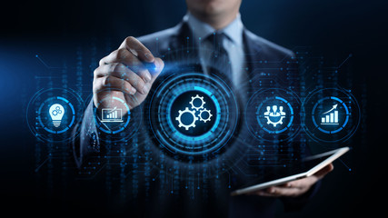 Business process automation industrial technology innovation optimisation concept.