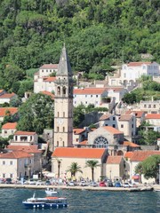 Beautiful ocean and mountain views along the coast of Kotor Bay in Montenegro - 325917547