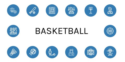 basketball simple icons set