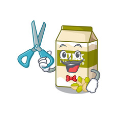 Cartoon character of Sporty Barber pistachio milk design style