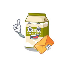Happy face pistachio milk mascot design with envelope