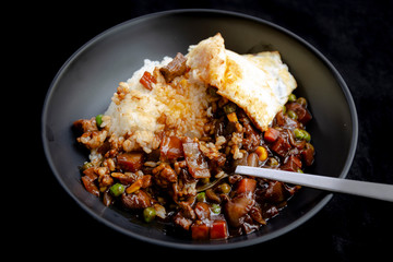 Black bean sauce with rice which is called Jjajangbap in Korea