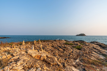 beautiful blue sky tropical paradise coast beach ocean summer sea view at PP Island, Krabi, Phuket, Thailand.