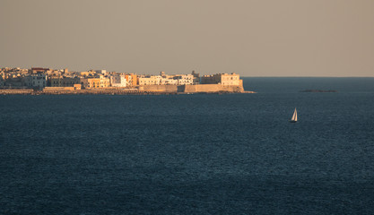 Panoramic view of gallipoli, a village near ionian sea, Apulia, Salento, Italy