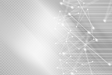 Gray halftone pattern with white line motion and network connection backdrop wallpaper. Clean Grey geometric background.