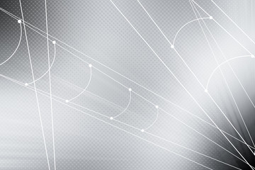 Gray halftone pattern with white line motion and network connection backdrop wallpaper. Clean Grey geometric background.