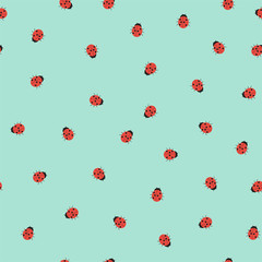 Ladybug seamless pattern, abstract texture, vector illustration. 