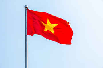 Vietnamese flag on blue sky