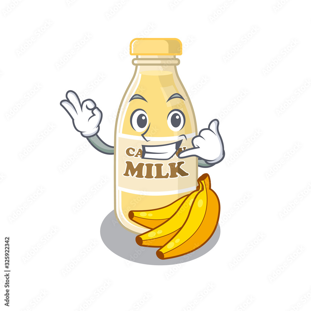 Wall mural call me funny cashew milk cartoon character concept