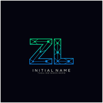 Letter ZL abstract line art logo template.