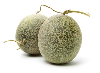 Netted melon on white background 